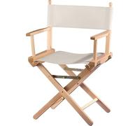 ZStyle Chaise de réalisateur pliante en bois, 90 cm de hauteur, 54 cm de large, 48 cm de profondeur, noire (fond naturel - toile écru)