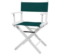 ZStyle Chaise de réalisateur pliante en bois, 90 cm de hauteur, 54 cm de large, 48 cm de profondeur, noire (blanc - toile verte)