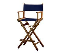 ZStyle Chaise De Réalisateur Pliante Légère Portable Pour Maquillage Hôtel Restaurant Maison Terrasse Bar Visagiste En Bois De Hêtre Et Tissu Haute (Trépied En Bois De Noyer - Tissu Bleu)