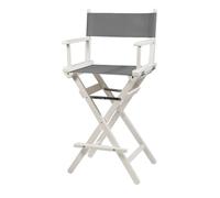 ZStyle Chaise Réalisateur Tabouret Pliable Léger Portable Director Make Up Hôtel Restaurant Maison Véranda Bar Maquillage Bois De Hêtre Tissu Haut Maquilleur (Blanc - Toile grise)