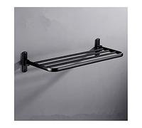 ZTBH Étagères de Salle de Bain 40/50/60 CM Tablettes de Bain Nail Gratuit/Serviette Murale, Porte-Serviettes de Bain Mobile Noir/Blanc Organisateur de Salle de Bain (Color : Black 40cm)