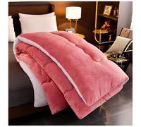 ZTGL Couette en Super Doux Velours d'agneau Couette Chaude en Hiver, Double Super Épaisseur Couverture, Moelleux et Respirant Édredon, Tissu Cachemire d'agneau Chaud Rapide,Rose,220x240cm(5kg)