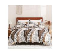 ZTHYSHOZ Housse de Couette réversible léopard avec 1/2 taies d'oreiller, 2/3 pièces, Ensemble literie Luxe Abstrait Doux Toutes Saisons Bedding