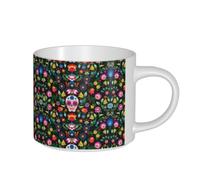 ZTPOWQA Sugar Horror Skull and Flowers Print Men Women Grande Capacité Céramique Mugs Home Office Kitchen Cafe Outdoor Gift