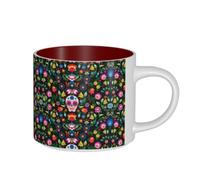 ZTPOWQA Sugar Horror Skull and Flowers Print Men Women Grande Capacité Céramique Mugs Home Office Kitchen Cafe Outdoor Gift