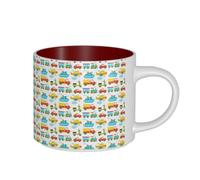 ZTPOWQA Tasses en céramique de grande capacité avec impression de transport diversifié pour la maison, le bureau, la cuisine, le café