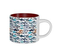 ZTPOWQA Tasses en céramique de grande capacité avec motif requins pour homme, femme, maison, bureau, cuisine, café, cadeau d'extérieur
