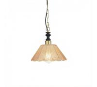 ZTTECH 27cm Lampe Suspendue en Verre Vintage Base en Métal Laiton et Bois Douille E27 Câble Ajustable 150cm Lampe à Suspendre pour Îlot de Cuisine Salle à Manger Chambre Salon Café (Ambré)