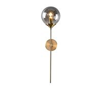 ZTTECH Applique murale industrielle vintage, globe en verre Suie avec applique murale dorée à bras long, applique murale dorée pour chevet (Suie)