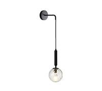 ZTTECH Globe 150mm Verre blanc & Métal Doré Appliques murales Lampe Drop Applique murale pour chevet (Verre transparent + métal noir, 1 pièce)