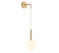 ZTTECH Globe 150mm Verre blanc & Métal Doré Appliques murales Lampe Drop Applique murale pour chevet (Verre blanc + métal doré, 1 pièce)