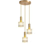 ZTTECH Mini suspension en cristal moderne pour chambre à coucher de salle à manger d'île de cuisine, lampe de plafond en cristal de base d'or suspension (3 lumières)