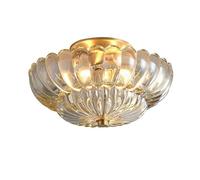 ZTTECH Plafonnier en Verre Cristal 30cm Style Rétro Monté en Surface Luminaire E27 3 Lumières Base en Métal Doré Idéal pour Salon Chambre Couloir Salle à Manger