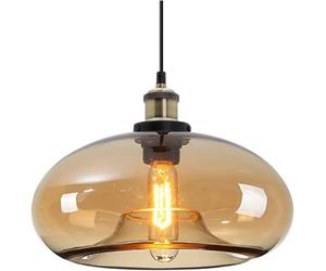 ZTTECH Suspension en Ambre 28 cm Style Industriel et Vintage Idéale pour Îlot de Cuisine Chambre ou Salle à Manger Hauteur Réglable Compatible Ampoule E27 (Ambre)