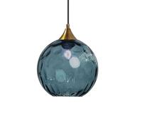 ZTTECH Suspension en Verre Bleu 200 mm Style Vintage avec Douille en Métal Doré Bronze E27 Lampe Suspendue pour Îlot de Cuisine Salle à Manger Chambre Salon (Bleu foncé, 200mm)
