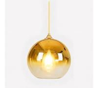 ZTTECH Suspension en Verre Vintage Globe Verre Dégradé Lampe Suspendue E27 Câble Tressé Réglable 150 cm Luminaire Suspendu pour Îlot Cuisine Salle à Manger Chambre Café (Doré, 25cm)