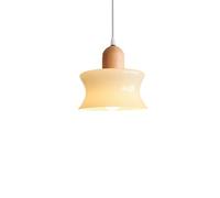 ZTTECH Suspension Luminaire Verre et Bois de Caoutchouc 20cm Style Moderne Scandinave E27 Lampe Suspendue Hauteur Réglable pour Chambre Salon Cuisine (20cm)
