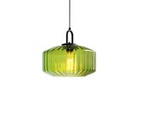 ZTTECH Suspension Verre Strié Dôme Ø28CM Style Industriel Vintage Hauteur Réglable E27 Luminaire Suspendu Pour Salle À Manger Chambre Salon Bar (Vert)