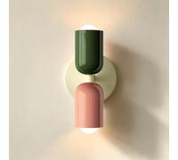ZTWLEED Applique Murale Intérieure,Up Down 2 Flammes E27 Lampe Murale | Lampe Murale Moderne pour Salon Chambre Chambre d'enfant Couloir Escalier Restaurant Bureau,Vert et Rose