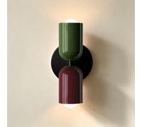 ZTWLEED Applique Murale Intérieure,Up Down 2 Flammes E27 Lampe Murale | Lampe Murale Moderne pour Salon Chambre Chambre d'enfant Couloir Escalier Restaurant Bureau,Vert et Bordeaux