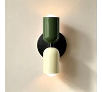 ZTWLEED Applique Murale Intérieure,Up Down 2 Flammes E27 Lampe Murale | Lampe Murale Moderne pour Salon Chambre Chambre d'enfant Couloir Escalier Restaurant Bureau,Vert et Blanc crème