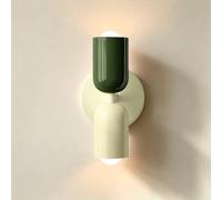 ZTWLEED Applique Murale Intérieure,Up Down 2 Flammes E27 Lampe Murale | Lampe Murale Moderne pour Salon Chambre Chambre d'enfant Couloir Escalier Restaurant Bureau,Vert et Blanc crème