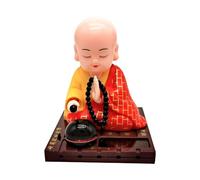 Zuasdvnk Figurine De Petit Moine À Tête Solaire Voiture Secouant La Tête Statue De Petit Bouddha Chinois Ornement De Tableau De Bord De Voiture Décorations pour La Maison