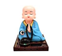 Zuasdvnk Figurine De Petit Moine À Tête Solaire Voiture Secouant La Tête Statue De Petit Bouddha Chinois Ornement De Tableau De Bord De Voiture Décorations pour La Maison