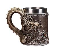 Zubehors Tasse À Café Vintage Dragon Cup, Esthétique Tasse En Métal Avec Dragon En Relief, Poignée Anti-brûlure, Pour Thé, Lait, Eau Glacée, Jus De Fruits, Bureau, Maison