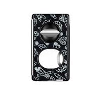 ZUC Outil professionnel 5 en 1 coupe-cigare, coupe en V de précision et tondeuse plate avec support caché, accessoire en métal à motifs artistiques, outil multifonction portable (P)