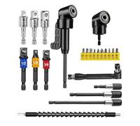 ZUGJOZD 23pcs Renvoi d'Angle Visseuse 105° avec rallonges, tournevis coudé pour d'atteindre des trous de vissage profonds jusqu'à 15 cm, dans les espaces restreints, à la maison et au garage