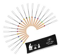 Zulay Lot de 20 bâtons de guimauve robustes extra longs pour brasero - Excellent kit de smores pour brasero - Brochettes à rôtir pour guimauve - Fourchette à hot-dog, feu de camping, accessoire de