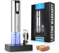 Zulay Ouvre-bouteille électrique avec base de charge et cutter de film - Ouvre-bouteille de vin automatique en acier inoxydable - Rechargeable - Ouvre-bouteille électrique - Ouvre-bouteille de vin