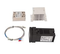 Zunate 2 Pièces Kit de Contrôleur de Température PID Thermostat Numérique | Réglage automatique, double affichage LED, capteur de type K, relais SSR, combo dissipateur thermique, montage sur panneau