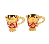 Zunate 2 Pièces Vintage Tasses à Vin plaqué or Rétro Calices Ensemble de Gobelets en Métal orné Floral Strass Décor Pendaison de Crémaillère Cadeau Verres pour Fête de Mariage Maison