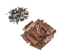 Zunate 50 Pièces Charnière à Lace 6 Trous 50x24mm 180 Degrés Décoratif | Quincaillerie antique ornée, accent artisanal en fer rustique, porte d\'armoire miniature, garniture de coffre souvenir,