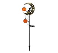 Zunate Chat Solaire Lune Piquet de Jardin Lumière pour Fans D'Halloween | Lampe de passerelle extérieure en métal du crépuscule à l’aube, charmant art de pelouse effrayant, éclairage de décoration