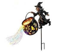 Zunate Chaudron d'halloween Piquet Lumineux 84cm Décor de Sorcière | Ambiance de patio effrayante, lueur de potion colorée, grand accessoire d\'art de jardin en fer