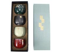 Zunate Ensemble de Tasses à thé en Céramique à Lisse, 4 Pièces |Service à thé Japonais Vintage Cuit au Four pour Cadeau de Dégustation de Kung Fu (Bonheur continu)