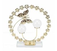 Zunate Figurine en Métal, Boule de Cristal Artificielle, Décoration de Bureau avec Base, Décoration de la Maison, Fleur, Statue en Métal, Figurine d'art pour Salon, étagère de Bureau (Forme en U)