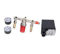 Zunate Kit de Pressostat pour Compresseur d'air 90-120PSI |Régulateur de Collecteur Réglable à 2 Phases pour AC 100-240V 16A-20A, Bouton Rouge, Coupure Automatique