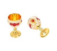 Zunate Paire de Gobelets Rouges Dorés, Médiévale Vintage, Motif de Fleurs en Relief, Décoration de Mariage, 2 Pièces, Gobelets à Vin de Luxe Rétro pour Fête d'anniversaire (PINK)