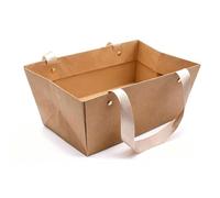 Zunate Paniers Cadeaux Vides 10 Pièces Paniers en Papier Kraft avec Poignées pour Bouteilles, Ensemble Robuste et Réutilisable pour Mariage, Anniversaire, Noël, Saint-Valentin, Pâques et Cadeaux