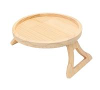 Zunate Plateau Rond de Bras de canapé en Bois | Clip Pliable sur Le Bureau d'accoudoir de canapé pour Les Collations de Boissons (Couleur du Bois)