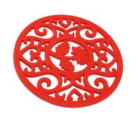 Zunate Tapis en Silicone Antidérapant Résistant à la Chaleur |Dessous de Plat de Comptoir pour Plats de Théière Hot Pots 7,8 Pouces (Rouge)