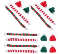 ZUNOXAZ 48 Pièces Mini Christmas Knitting Doll Hat and Scarf Set Tiny Santa Hats with and Knitted Scarfes for DIY Wine Bottle Decorations Craft Art