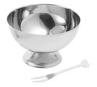 ZUNOXAZ Bol à Glace en Acier Inoxydable 300ml Confortable et Résistant, Coupe Dessert Argentée pour Restaurant et Hôtel avec Fourchette Incluse