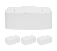 ZUNOXAZ Distributeur de Lingettes Humides en Plastique Blanc avec Couvercle Hermétique, Lot de 4 - Boîte à Lingettes Compacte pour Salle de Bain et Bureau, Étui Réutilisable pour