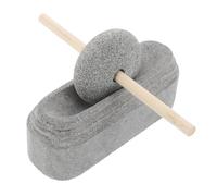 ZUNOXAZ Ensemble Mortier et Pilon en Pierre Naturelle Moulin Manuel Robuste en Pierre Bol en Bois pour Épices et Ail pour Usage Domestique et Voyages