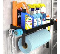 ZUNTO Porte-serviettes en papier de garage avec étagère - Support mural pour serviette en papier, organisation et rangement de garage, porte-serviettes en papier en acier inoxydable avec crochets pour
